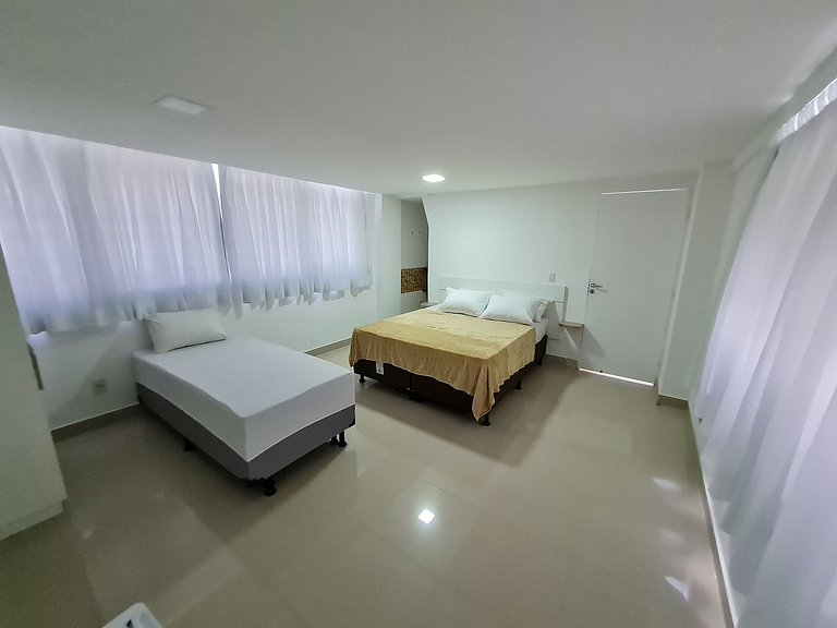 Suíte Lateral Marp/ 4 Pessoas no Na Praia
