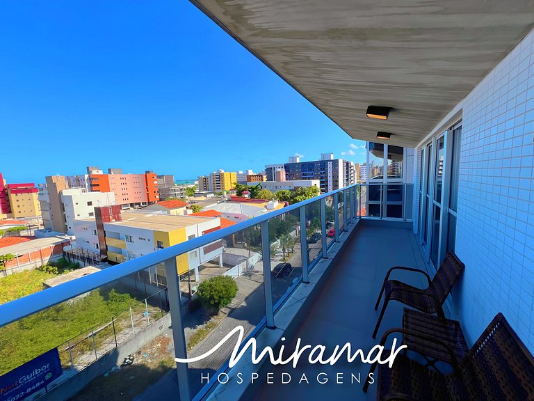 Flat com Varanda Vista- Mar na Praia do Bessa - MH