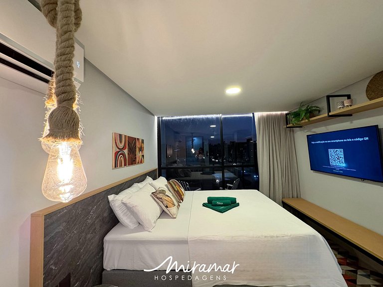 Flat Com Varanda Vista Mar no Jardim Oceania - MH