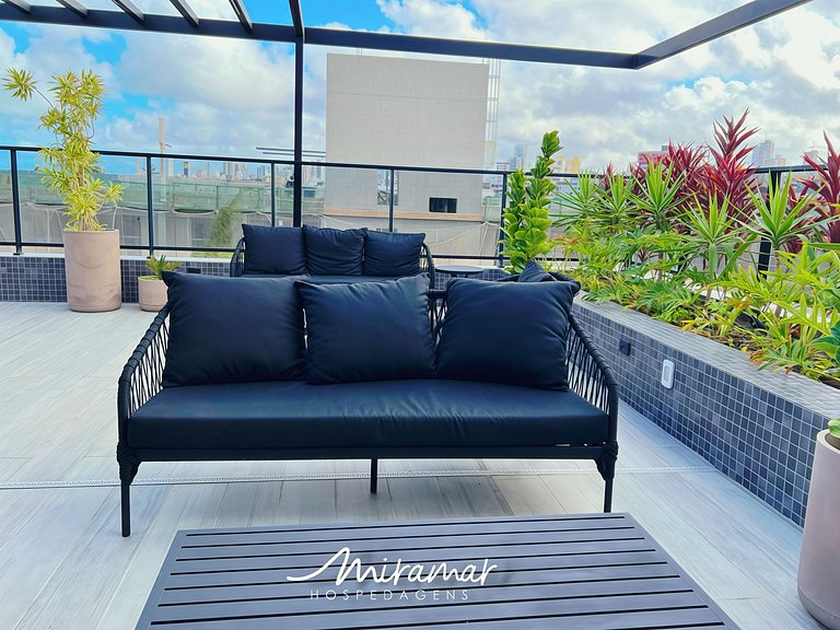 Flat com Terraço Beach Haus – Miramar Hospedagens