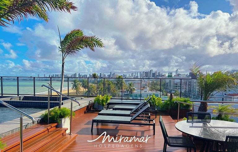 Flat p/ 3 pessoas Vista Mar Lateral - Miramar