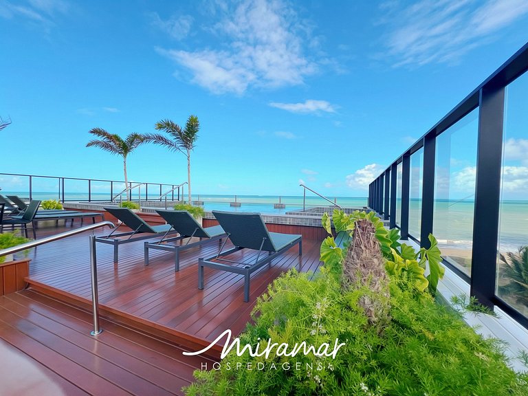 Flat c/Varanda e Vista Mar Lateral - Miramar