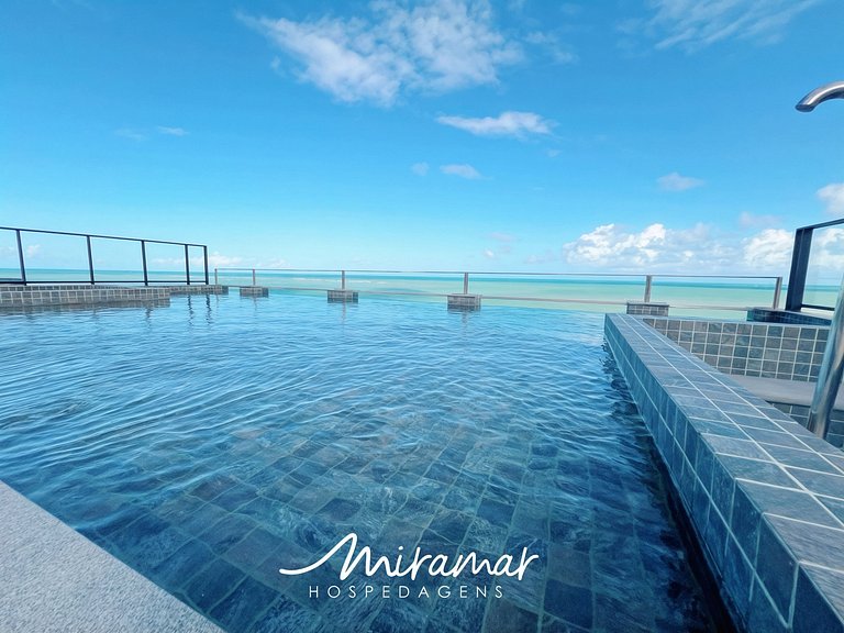 Flat c/ Varanda frente Mar /Piscina Privativa - MH