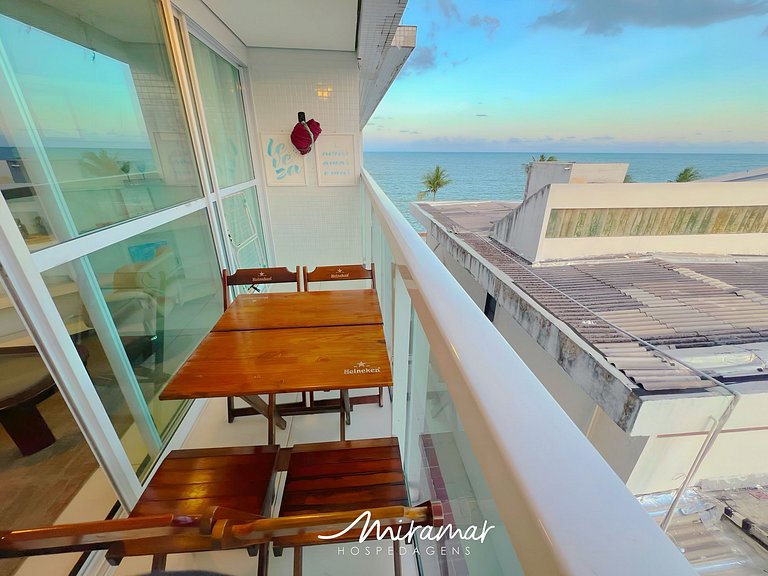Apart. Vista-Mar c/Varanda p/4-Miramar Hospedagens