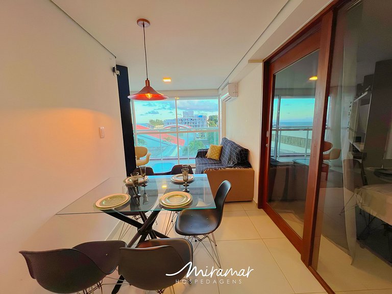 Apart. Vista-Mar c/Varanda p/4-Miramar Hospedagens