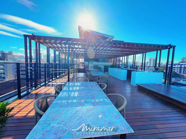 Flat c/Terraço Alta Marine-Miramar Hospedagens
