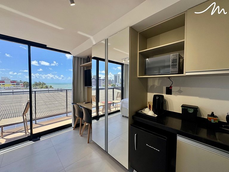 Flat com Varanda Vista Mar Alta Marine- Miramar