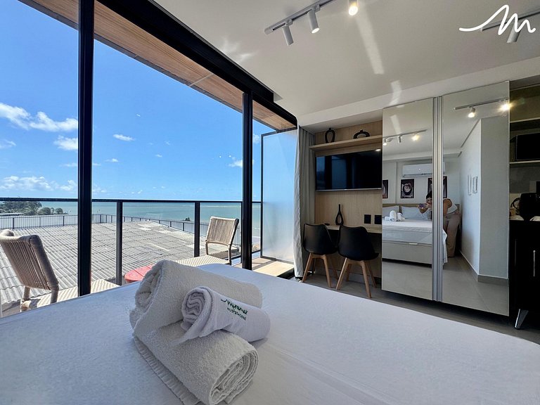 Flat com Varanda Vista Mar Alta Marine- Miramar