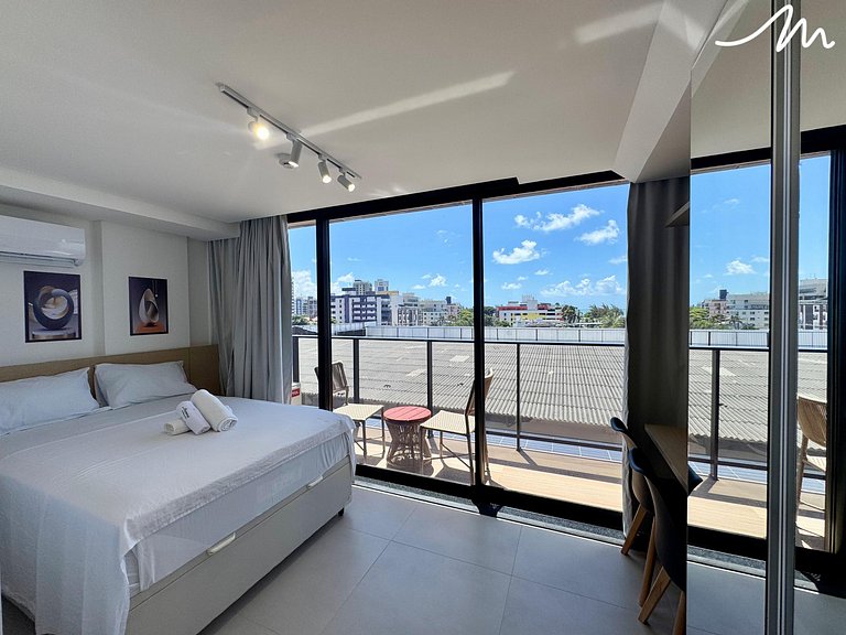 Flat com Varanda Vista Mar Alta Marine- Miramar