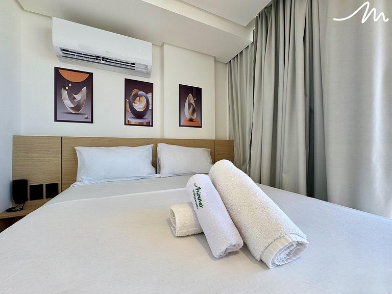 Flat com Varanda Vista Mar Alta Marine- Miramar
