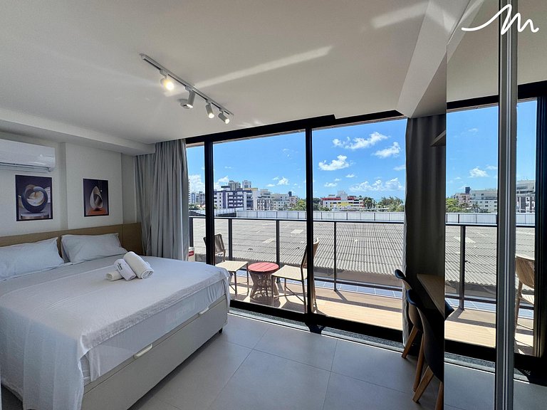 Flat com Varanda Vista Mar Alta Marine- Miramar