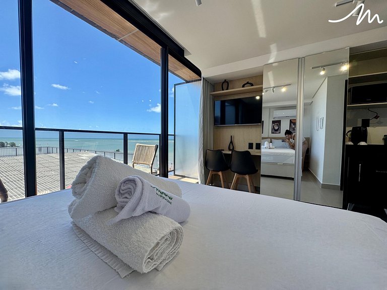 Flat com Varanda Vista Mar Alta Marine- Miramar