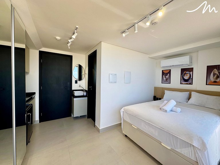 Flat com Varanda Vista Mar Alta Marine- Miramar