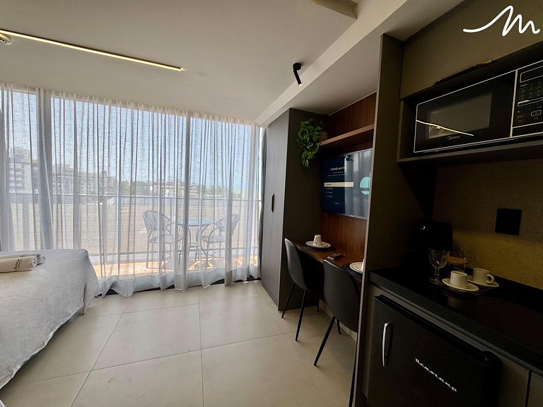 Flat para Casal c/ Varanda Vista Mar - MH