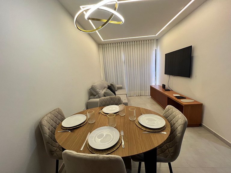 Apto com 2 quartos, Wi-Fi e ar-condicionado