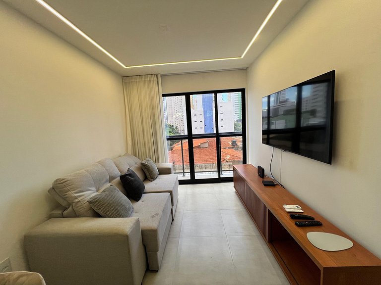 Apto com 2 quartos, Wi-Fi e ar-condicionado