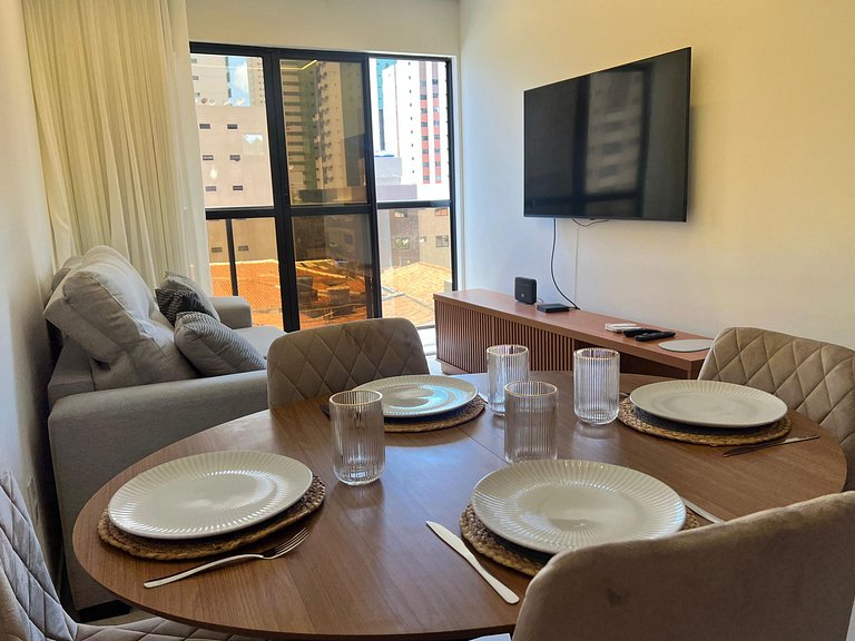 Apto com 2 quartos, Wi-Fi e ar-condicionado