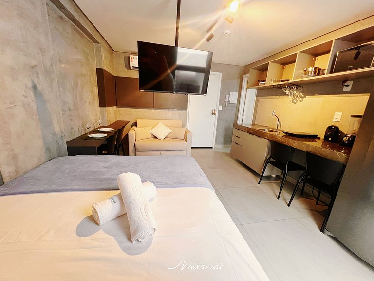 Flat p/ 4 Próximo a Praia no Ozean-Miramar