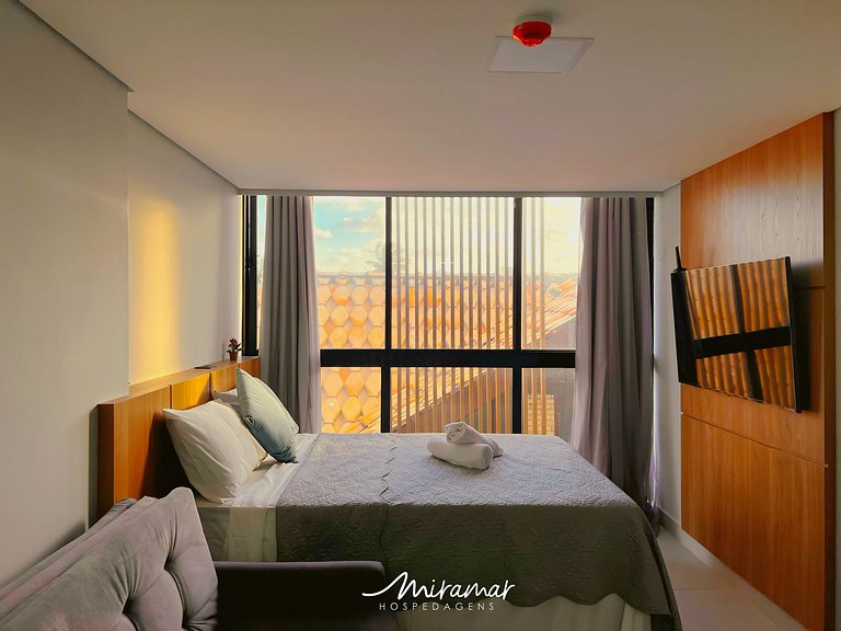 Flat p/ 3 pessoas Vista Mar Lateral - Miramar