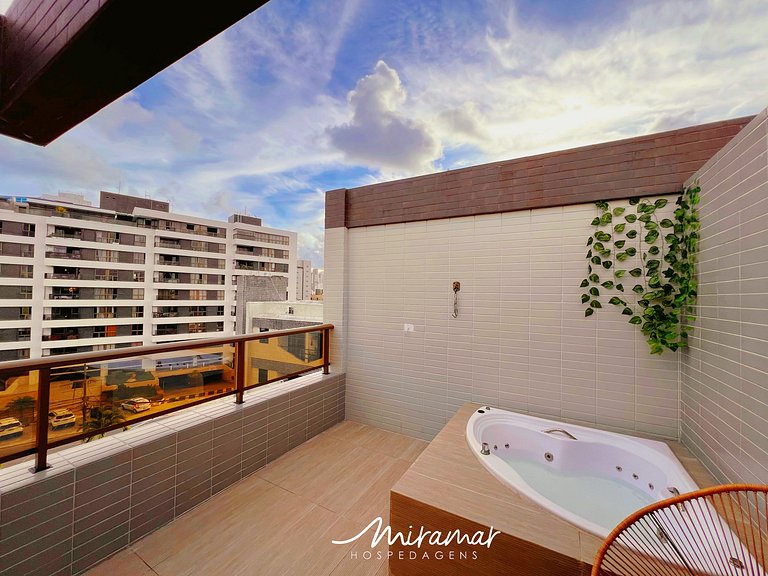 Flat c/ Banheira na Varanda -Miramar Hospedagens