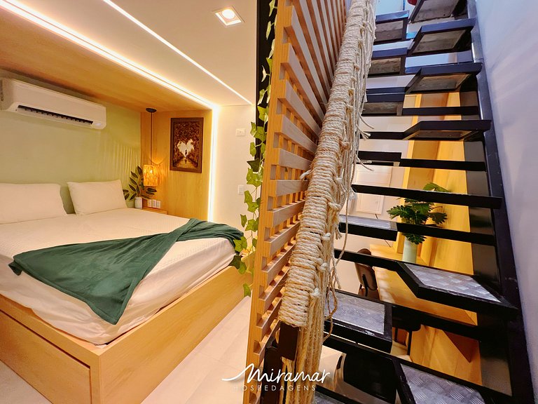 Flat c/ Banheira na Varanda -Miramar Hospedagens