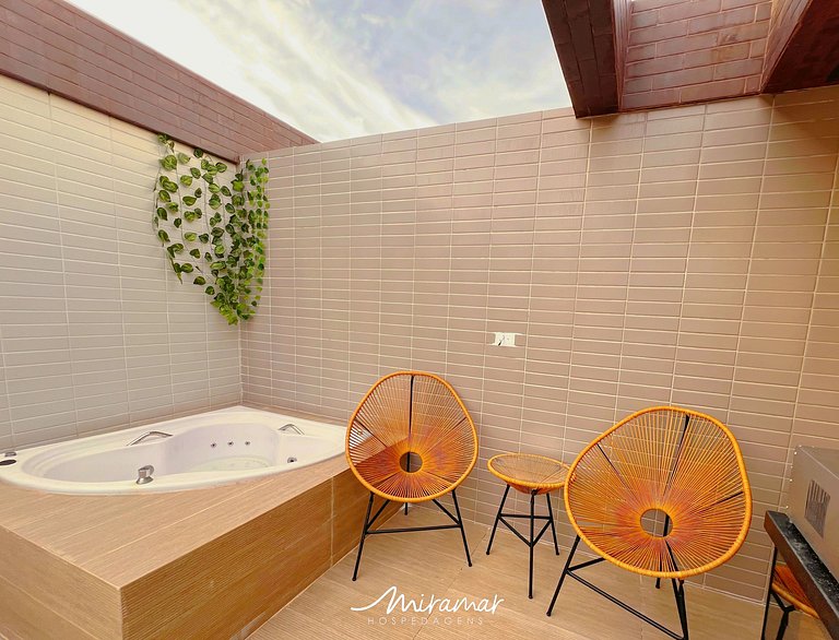 Flat c/ Banheira na Varanda -Miramar Hospedagens