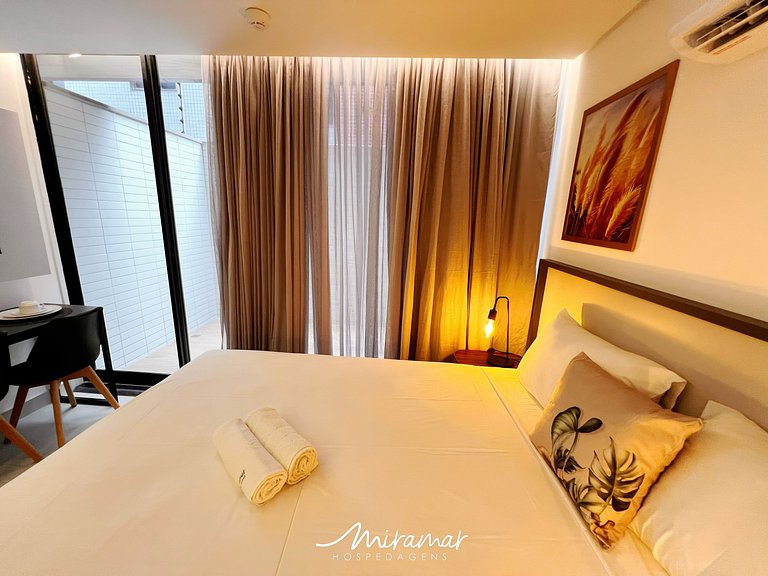 Flat c/Terraço p/ 2 pessoas Alta Marine-Miramar