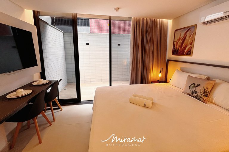 Flat c/Terraço p/ 2 pessoas Alta Marine-Miramar