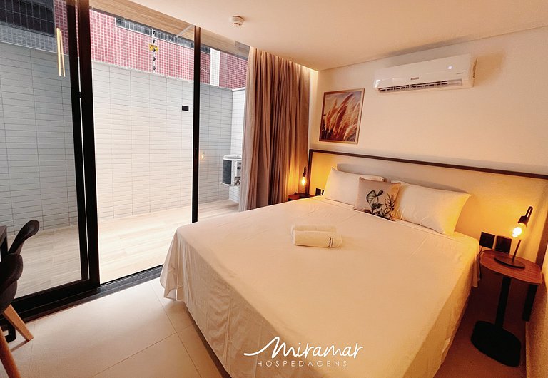 Flat c/Terraço p/ 2 pessoas Alta Marine-Miramar