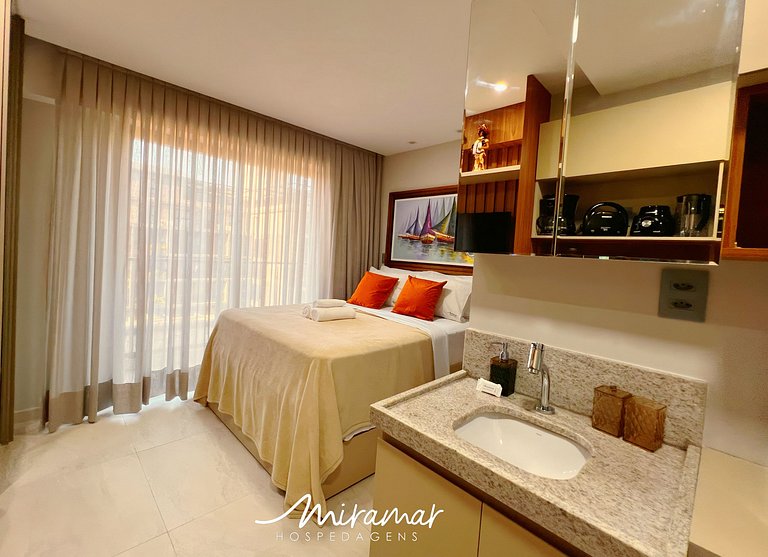 Flat p/ 3 pessoas c/ Varanda -Miramar Hospedagens