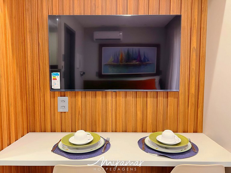 Flat p/ 2 pessoas c/ Varanda -Miramar Hospedagens