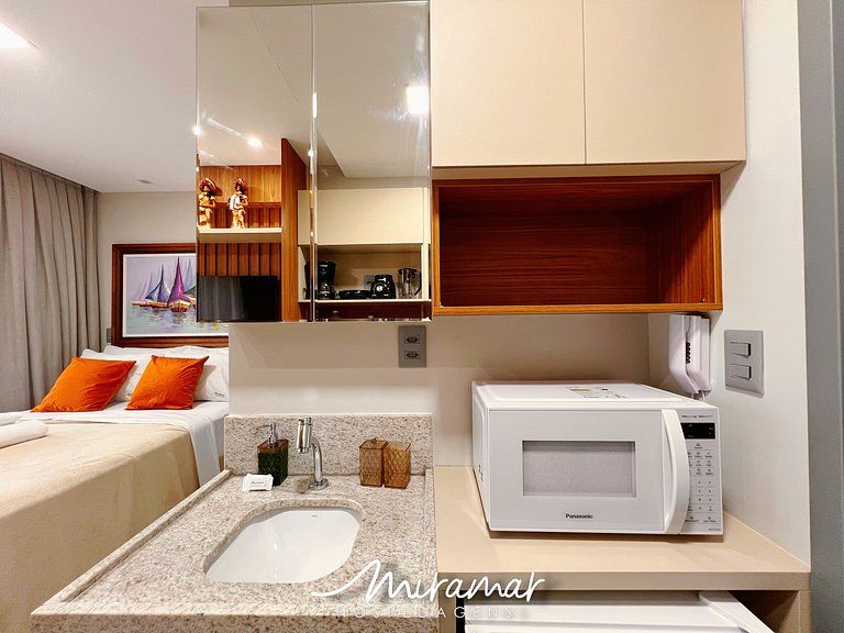 Flat p/ 2 pessoas c/ Varanda -Miramar Hospedagens