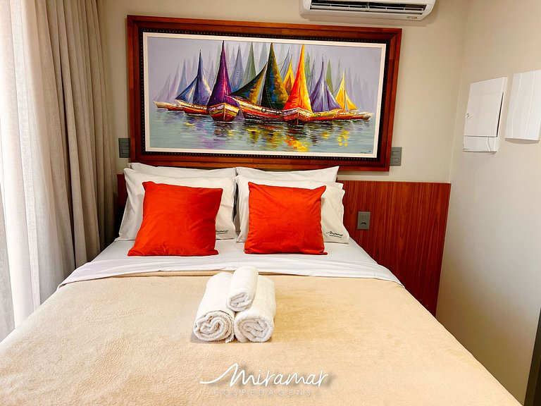 Flat p/ 3 pessoas c/ Varanda -Miramar Hospedagens