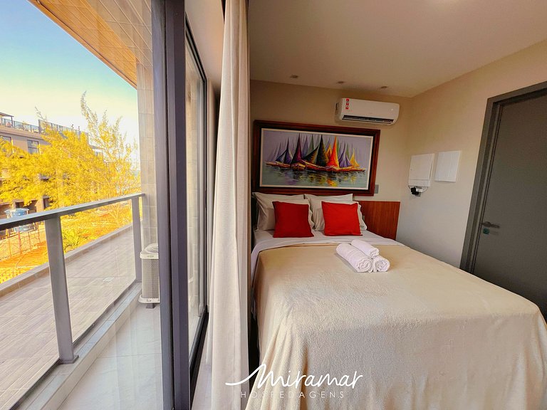 Flat p/ 2 pessoas c/ Varanda -Miramar Hospedagens