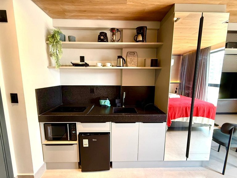 Flat encantador a poucos passos da praia