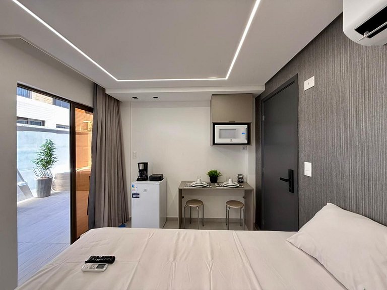 Flat c/ Banheira no Terraço - Miramar Hospedagens