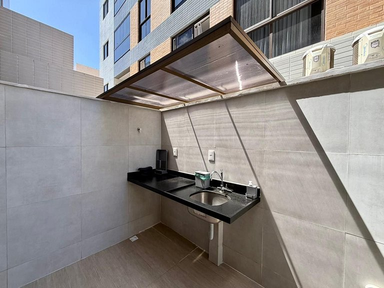 Flat c/ Banheira no Terraço - Miramar Hospedagens