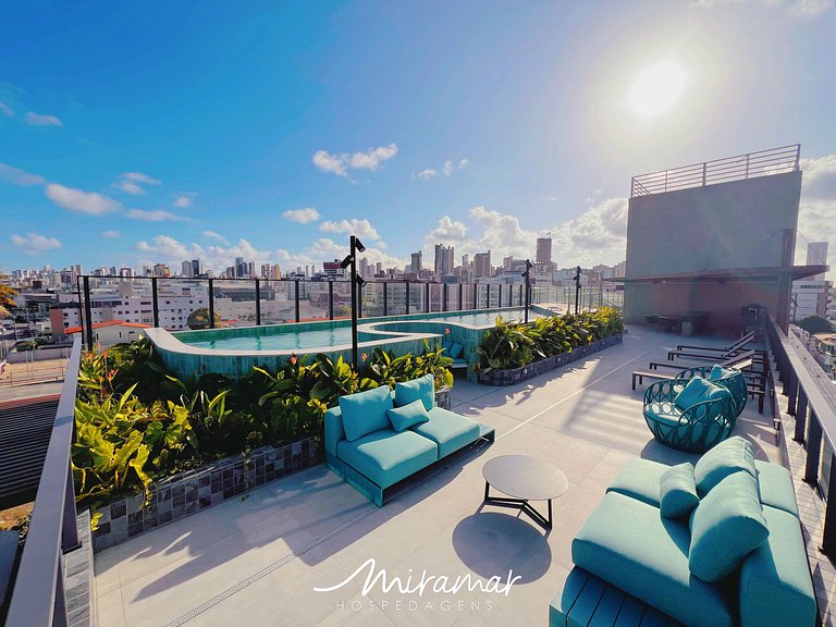 Flat vista mar no Jardim Oceania