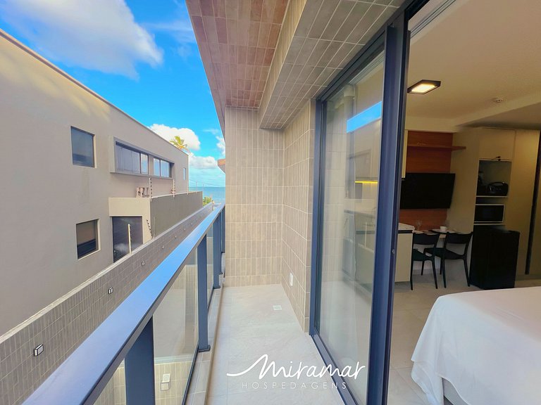 Flat p/ 3 Pessoas c/ Varanda-Miramar Hospedagens