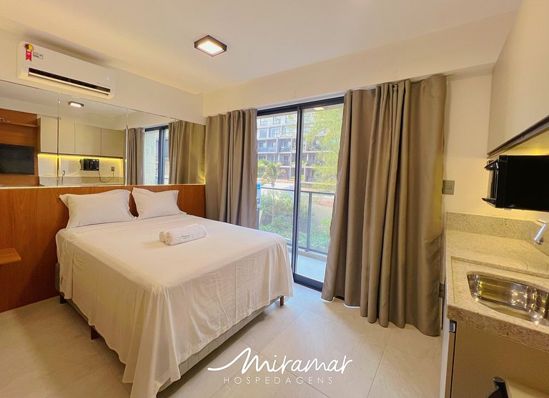 Flat p/ 3 Pessoas c/ Varanda-Miramar Hospedagens