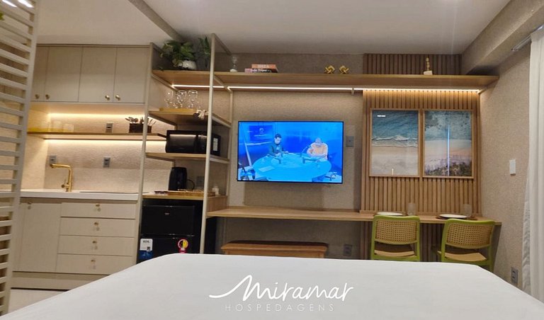 Flat c/ Varandda p/ 4 Pessoas Vista-Mar