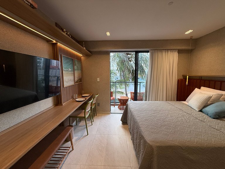 Flat c/ Varandda p/ 4 Pessoas Vista-Mar