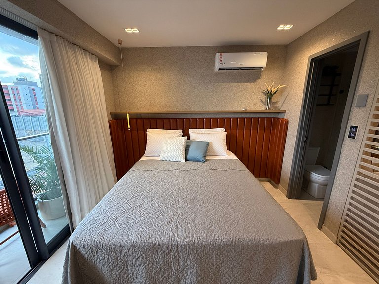 Flat c/ Varandda p/ 4 Pessoas Vista-Mar