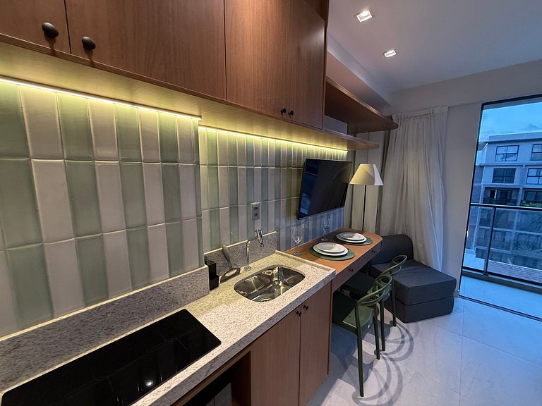 Flat c/ Varanda Vista Mar/ Prédio pé na areia