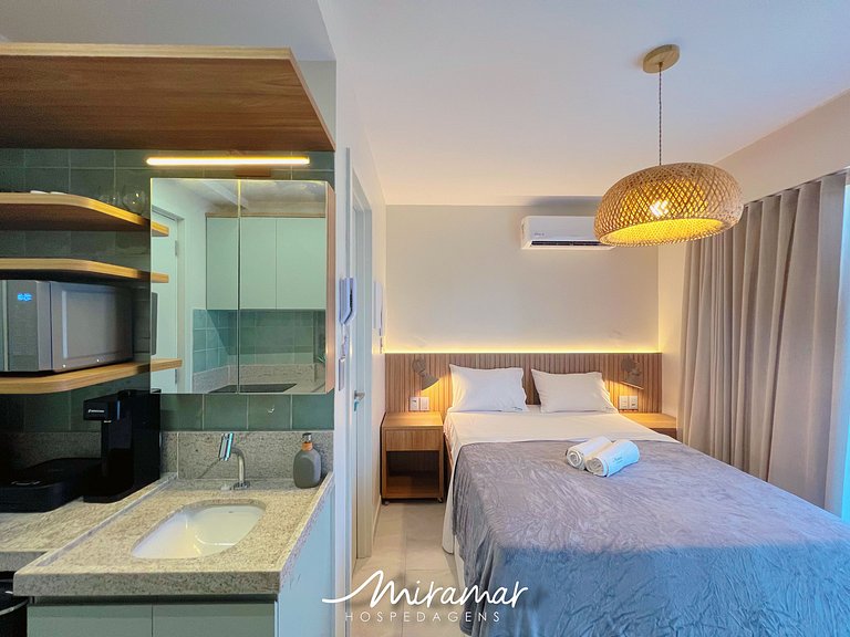 Flat Família p/3 c/ Varanda -Miramar Hospedagens