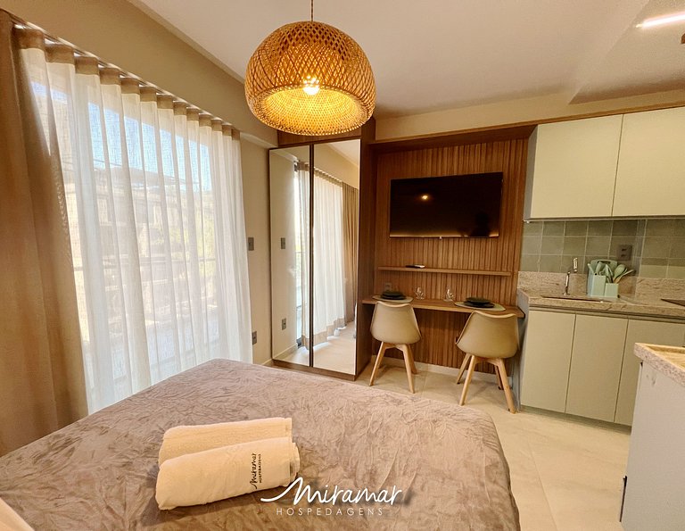 Flat Família p/3 c/ Varanda -Miramar Hospedagens