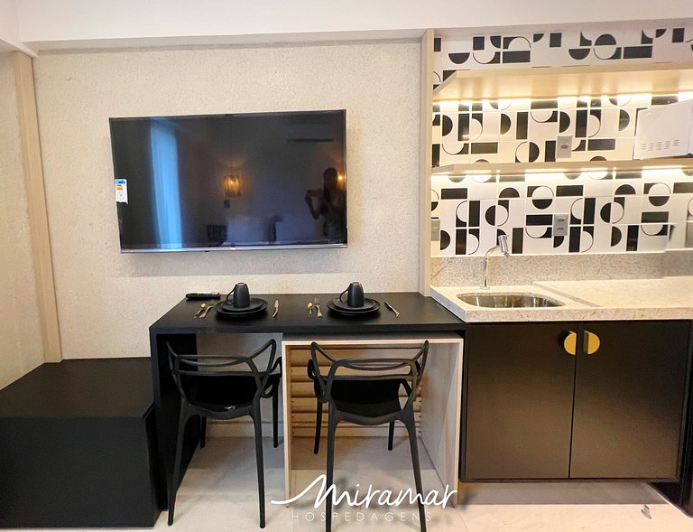 Flat c varanda vista mar no Jardim Oceania