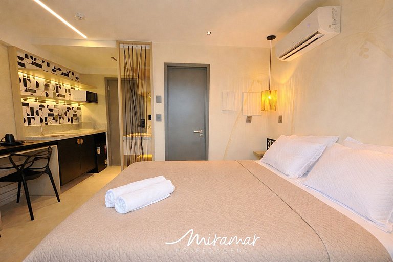 Flat c varanda vista mar no Jardim Oceania