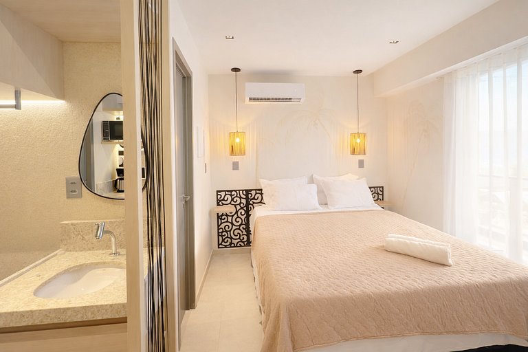 Flat c varanda vista mar no Jardim Oceania