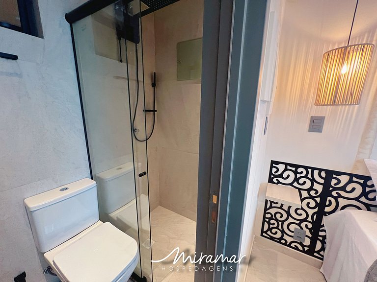 Flat c varanda vista mar no Jardim Oceania